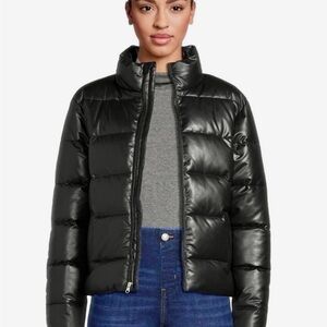 Time and Tru Women's Shiny Black Puffer Jacket